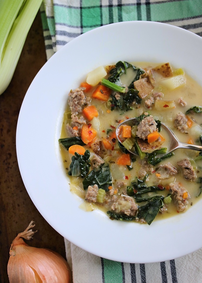 Creamy Sausage, Kale, & Potato Soup PALEO, Whole30 Just Jessie B